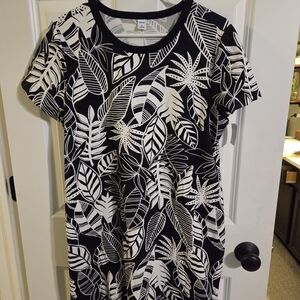 Old Navy Resort Wear Black and White Leaf Print Dress NWT